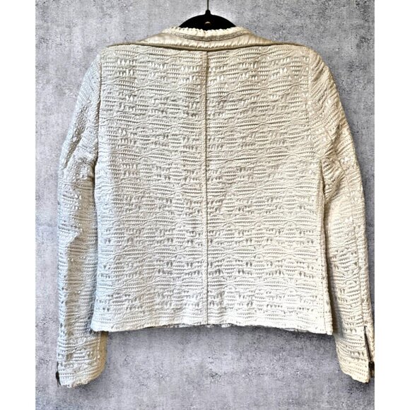 IRO Womens Felicity Jacket Ivory Size 8 ASO Kendall Jenner Silk Rocker Moto Edgy - Picture 2 of 16